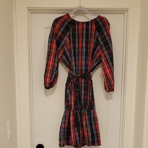 Draper James Red and Blue Plaid Midi Dress